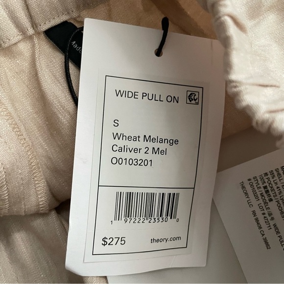 NWT Theory Linen Blend Melange Wide Leg Pull On Pant Size Small - Picture 4 of 6